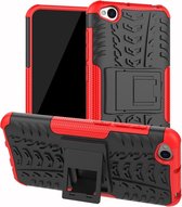 Tire Texture TPU + PC schokbestendige beschermhoes voor Xiaomi Redmi Go, met houder (rood)