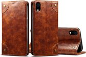 Voor iPhone XR Baroque Simple Horizontal Flip Leather Case, met houder & kaartsleuven & portemonnee (lichtbruin)
