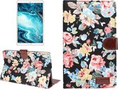Dibase Bloempatroon Doek Oppervlak Horizontaal Flip PC + PU lederen tas met houder en kaartsleuven & slaap / wekfunctie voor Huawei MediaPad M6 8.4 (zwart)