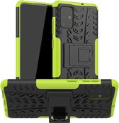 Voor Galaxy A71 Tire Texture Shockproof TPU + PC beschermhoes met houder (groen)
