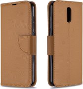 Voor Nokia 2.3 pure kleur horizontale flip pu lederen case met houder & kaartsleuven & portemonnee & lanyard (bruin)