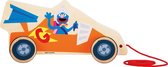 Figurine à tirer en bois - Sésame street toys - Voiture de course Grover - Jouets en bois dès 1 an - FSC