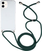 Apple iPhone 12 Mini Hoesje - Mobigear - Lanyard Serie - TPU Hoesje met koord - Transparant / Groen - Hoesje Geschikt Voor Apple iPhone 12 Mini