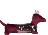 Clayre & Eef Deurstopper Hond 45*15*23 cm Rood Synthetisch Deurklem Deurwig