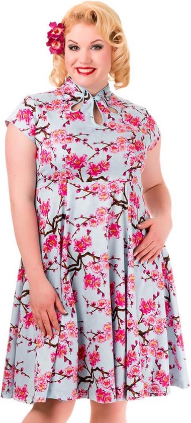 Hell Bunny Amazilia Leaves 50s Swing Jurk Blauw