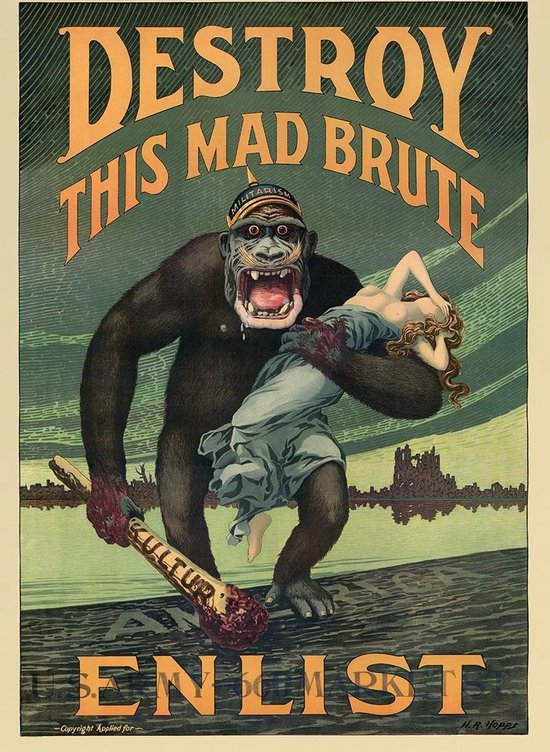 WWII Propaganda Poster - 'Destroy This Mad Brute' Gorilla - U.S. Army