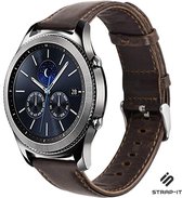 Leer Smartwatch bandje - Geschikt voor  Samsung Gear S3 leren bandje - donkerbruin - Strap-it Horlogeband / Polsband / Armband