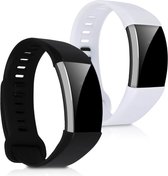 kwmobile 2x armband geschikt voor Huawei Band 2 / Band 2 Pro - Bandjes voor fitnesstracker in wit / zwart
