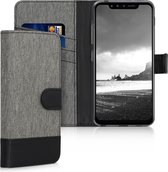 kwmobile telefoonhoesje voor LG G8s ThinQ - Hoesje met pasjeshouder in grijs / zwart - Case met portemonnee