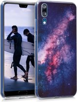 kwmobile telefoonhoesje voor Huawei P20 - Hoesje voor smartphone in poederroze / roze / donkerblauw - Melkweg en Sterren design