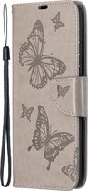 Samsung Galaxy S21 Plus Hoesje - Mobigear - Butterfly Serie - Kunstlederen Bookcase - Grijs - Hoesje Geschikt Voor Samsung Galaxy S21 Plus