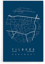 Walljar - Stadskaart Tilburg Centrum IV - Muurdecoratie - Plexiglas schilderij