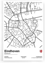 Walljar - Stadskaart Eindhoven Centrum II - Muurdecoratie - Poster met lijst