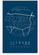 Walljar - Stadskaart Tilburg Centrum IV - Muurdecoratie - Poster met lijst