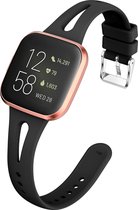 Shop4 - Geschikt voor Fitbit Versa Bandje - Siliconen Dun Gespleten Zwart