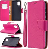 Voor Samsung Galaxy A31 Litchi Texture Pure Color Horizontale Flip Leather Case met houder & kaartsleuven & Wallet & Lanyard (Rose Red)
