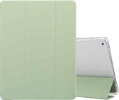 Voor iPad 9.7 (2018) / (2017) / Air 2 / Air 3-vouwbaar Elektrisch geperste huidtextuur Horizontaal Flip Schokbestendig Transparant TPU + PU lederen tas met houder en pen Slot & Sla