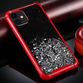 Voor iPhone 11 vierhoekige schokbestendige glitterpoeder acryl + TPU beschermhoes (rood)
