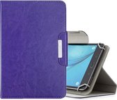 Voor 7 inch tablets universele effen kleur horizontale flip lederen tas met kaartsleuven & houder & portemonnee (paars)