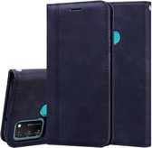 Voor Huawei Honor 9A Frosted Business Magnetische Horizontale Flip PU Leather Case met Houder & Kaartsleuf & Lanyard (Zwart)