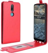 Voor Nokia 2.4 R64 Texture enkele verticale flip lederen beschermhoes met kaartsleuven en fotolijst (rood)