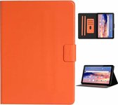 Voor Huawei MediaPad T5 effen kleur horizontale flip lederen tas met kaartsleuven en houder (oranje)