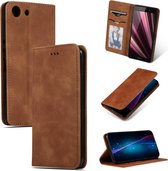 Retro Skin Feel Business Magnetische Horizontale Leren Flip Case voor Sony Xperia XZ4 Compact (Bruin)