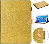 Voor Huawei MediaPad M6 10.8 Glitter Poeder Liefde Gesp Horizontale Flip Leren Case met Houder & Kaartsleuven (Goud)