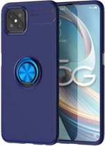 Voor OPPO A92s metalen ringhouder 360 graden roterende TPU-hoes (blauw + blauw)