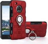 Voor Motorola Moto G5 Plus 2 in 1 Cube PC + TPU beschermhoes met 360 graden draaien zilveren ringhouder (rood)
