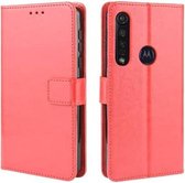 Voor Motorola One Macro Retro Crazy Horse Texture Horizontale Flip lederen tas met houder & kaartsleuven & fotolijst (rood)