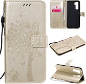 Voor Huawei Nova 7 SE Tree & Cat reliÃ«fpatroon Horizontale flip lederen tas met houder & kaartsleuven & portemonnee en lanyard (goud)