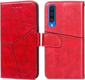Voor Samsung Galaxy A50 Geometrische stiksels Horizontale flip TPU + PU lederen tas met houder & kaartsleuven en portemonnee (rood)