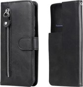 Voor Samsung Galaxy S21 Ultra 5G Mode Kalf Textuur Rits Horizontale Flip Lederen Case met Houder & Kaartsleuven & Portemonnee (Zwart)