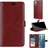 Voor Samsung Galaxy Note20 Pure Kleur Horizontale Flip PU lederen tas met houder & kaartsleuven & portemonnee & fotolijst (bruin)