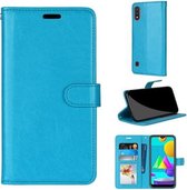 Voor Samsung Galaxy M01 Pure Color Horizontale Flip PU lederen tas met houder & kaartsleuven & portemonnee & fotolijst (blauw)