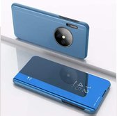 Voor Huawei Y9a 2020 / Enjoy 20 Plus vergulde spiegel horizontale flip lederen tas met houder (blauw)