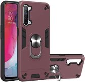 Voor OPPO Reno 3 Armor Series PC + TPU beschermhoes met ringhouder (Wnie Red)