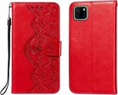 Voor Huawei Y5p / Honor 9S Flower Vine Embossing Pattern Horizontale Flip Leather Case met Card Slot & Holder & Wallet & Lanyard (Red)