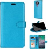 Voor Nokia 3.4 Pure Color Horizontale Flip PU lederen tas met houder & kaartsleuven & portemonnee & fotolijst (blauw)