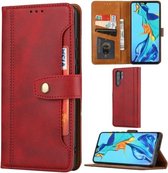 Voor Huawei P30 Pro Kalfs Textuur Dubbele Vouwsluiting Horizontale Flip Leren Case met Fotolijst & Houder & Kaartsleuven & Portemonnee (Rood)