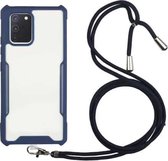 Voor vivo Y20 / Y20i acryl + kleur TPU schokbestendig hoesje met nekkoord (donkerblauw)