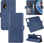 Voor Oppo Realme X7 Dubbelzijdige magnetische gesp Horizontale flip lederen tas met houder & kaartsleuven en portemonnee (donkerblauw)