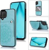 Voor Huawei P40 Lite reliëfpatroon PU + TPU beschermhoes met houder & portemonnee & kaartsleuven (groen)