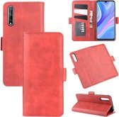 Voor Huawei Y8p / Enjoy 10s Dubbelzijdige magnetische gesp Horizontale flip lederen tas met houder & kaartsleuven & portemonnee (rood)