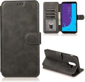 Voor Samsung Galaxy J8 (2018) Kalfs Textuur Magnetische Gesp Horizontale Flip Leren Case met Houder & Kaartsleuven & Portemonnee & Fotolijst (Zwart)