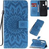Voor Motorola Moto G Power ReliÃ«f Zonnebloempatroon Horizontale Flip PU lederen tas met houder & kaartsleuven & portemonnee & lanyard (blauw)