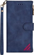 Rits Multi-kaartsleuven Horizontale flip PU lederen tas met houder & kaartsleuven & portemonnee & lanyard & fotolijst voor iPhone 11 Pro Max (blauw)