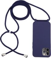 Voor iPhone 12/12 Pro Candy Colors TPU beschermhoes met draagkoord (donkerblauw)