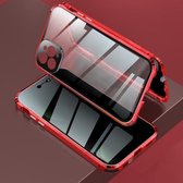 Vierhoekige schokbestendige anti-gluren magnetisch metalen frame Dubbelzijdig gehard glazen hoesje voor iPhone 11 Pro (rood)